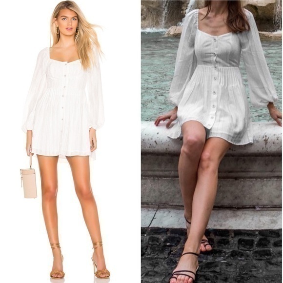Tularosa Jasmine Long Sleeve White Mini Dress Nwt